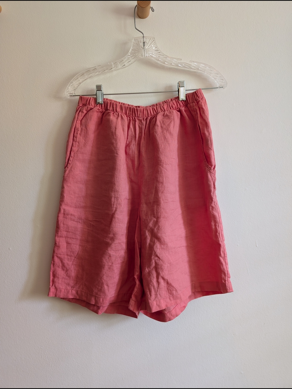 Flax Pink Elastic Waist Long Shorts
